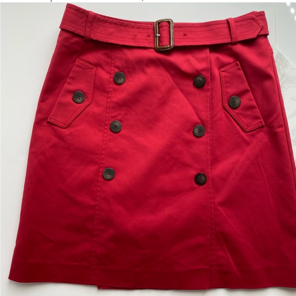 Chic Red Buttoned Skirt with Belt by Osborne SZ 10